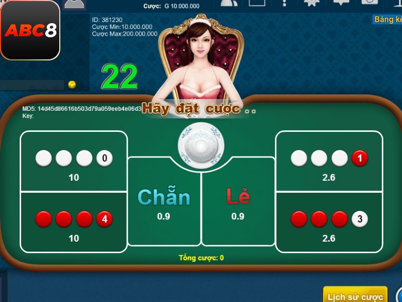Dealer sẽ bỏ 4 đồng xu vào một cái bát, mỗi đồng xu có hai mặt khác màu